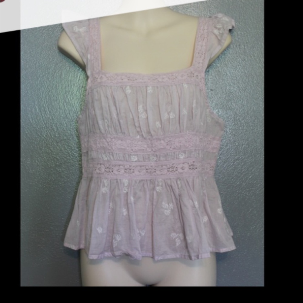 Free people lilac embroidered lace tank top size S